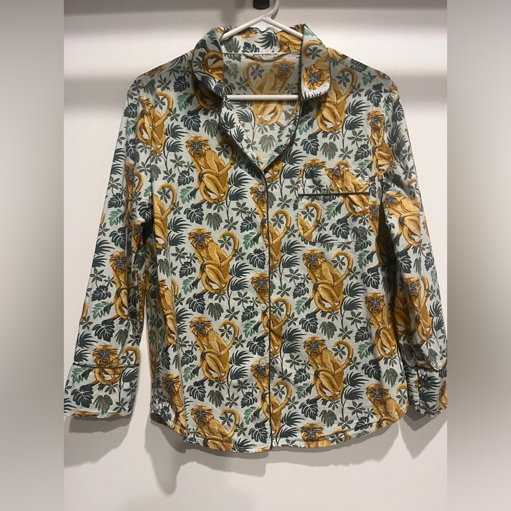 Printfresh Bagheera Animal Print Long Sleeve Button Pajama Top - XS